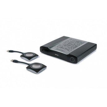 Беспроводная система для совместных презентаций. В комплекте: базовый блок, 2 USB кнопки. 2 участника на 1 экране, 16 одновременных подключений BARCO CSE-200+-CLICKSHARE