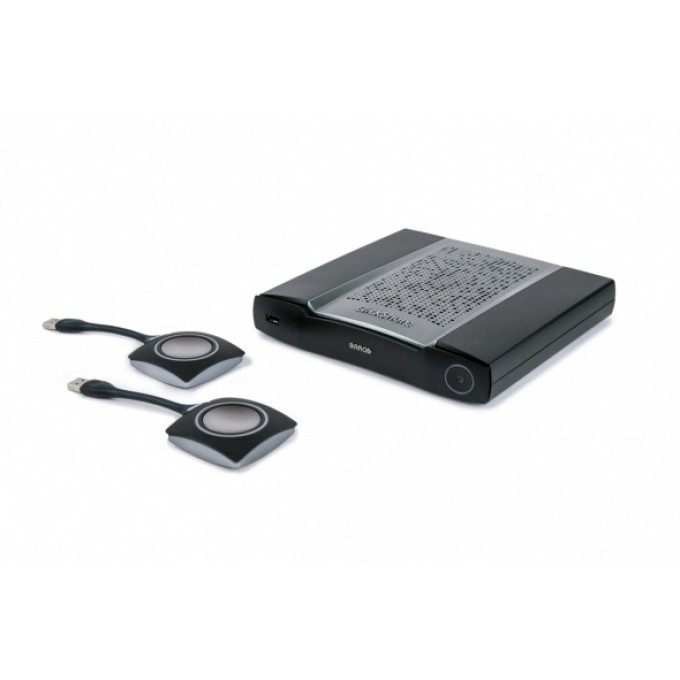 Беспроводная система для совместных презентаций. В комплекте: базовый блок, 2 USB кнопки. 2 участника на 1 экране, 16 одновременных подключений BARCO CSE-200+-CLICKSHARE